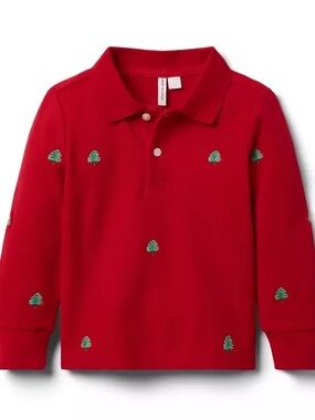 Janie and Jack Embroidered Tree Pique Polo